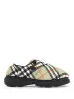 Burberry Nylon Check Mules Pillow For In Multicolor