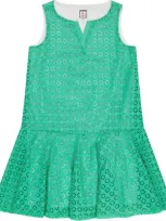 Busy Bees Kids'  Pilar Peplum Hem Dress In Green Eyelet