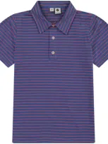 Busy Bees Babies'  Short Sleeve Polo In Navy Mini Red Stripe