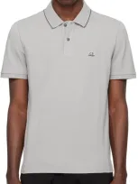 C.p. Company Gray Patch Polo In Drizzle 913