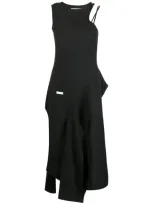 C2h4 Sleeveless Asymmetric Midi Dress In Black