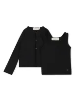 Calvin Klein Kids' Logo-embroidered Cardigan And Tank Top Set In Black