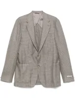 Canali Dogtooth Blazer In Nude