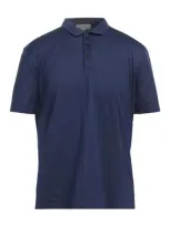 Canali Man Polo Shirt Navy Blue Size 48 Cotton