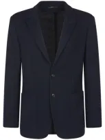 Canali Notched-lapels Textured Blazer In Blue