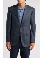 Canali Siena Regular Fit Shadow Check Slub Wool Blend Sport Coat In Blue