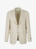 Canali Wool And Linen Blazer In Blue