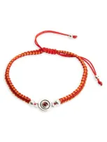 Caputo & Co Reversible Evil Eye Macramé Bracelet In Carnelian Garnet