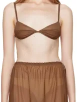 Carven Brown Sheer Bra In Stocking