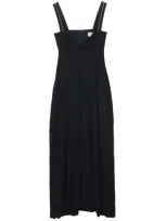 Carven Crepe-wool Long Dress In Black