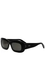 Celine Bold 3 Dots Acetate Rectangle Sunglasses In Black/smoke