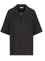 Celine All-over Logo Patterned Short-sleeved Shirt In Black