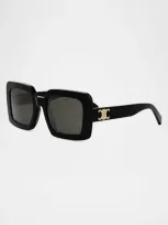 Celine Triomphe Acetate Square Sunglasses In Shiny Black