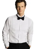 Charles Tyrwhitt Bib Front Wing Collar Evening Slim Fit Shirt Double Cuff In White