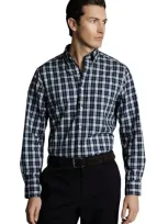 Charles Tyrwhitt Slim Fit Button-down Collar Non-iron Stretch Poplin Check Shirt In Blue