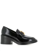 Chloé 60mm Buckled Leather Loafers In Black