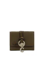 Chloé Alphabet Wallet In Dark Khaki