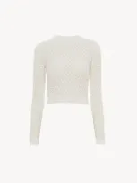 Chloé Pull Court En Maille Pointelle De Coton Femme Blanc Taille L 100% Coton In White