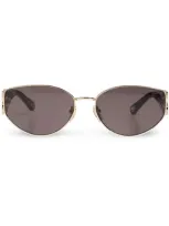 Chloé Logo-engraved Oval-lens Sunglasses In Black