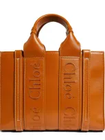 Chloé Small Leather Woody Tote Bag In Brown