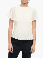 Chloé Wool Blouse With Wing Sleeves In White