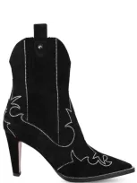 Christian Louboutin Embellished Pointed Toe Boots In Black