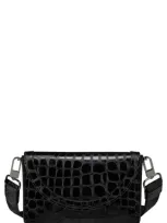 Christian Louboutin Explorafunk Croc Embossed Leather Wallet On A Strap In Cm53 Black/black