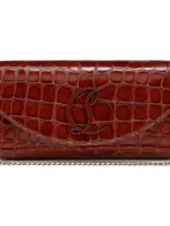 Christian Louboutin Loubi54 Alligator Embossed Leather Wallet On A Chain In 7023 Acajou/acajou