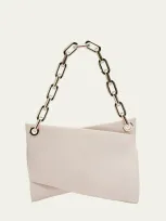 Christian Louboutin Loubitwist Chain Shoulder Bag In Leather In Leche/gold