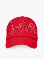 Christian Louboutin Rocknride Logo-embroidered Woven Baseball Cap In Loubi/white