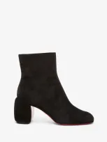 Christian Louboutin Minny Suede Red Sole Booties In Black