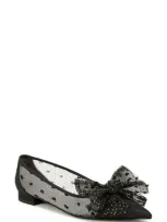 Circus Ny By Sam Edelman Darcey Mesh Pointed-toe Bow Flats In Black,gold Dot