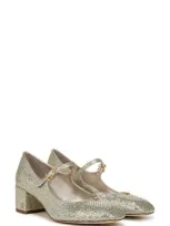 Circus Ny By Sam Edelman Women's Eloisa Block-heel Mary Jane Pumps In Silver,gold Sparkle Mesh