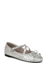 Circus Ny By Sam Edelman Women's Zuri Stud Crossband Ballet Flats In Silver