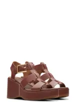 Clarks Manon Cove Wedge Sandal In Tan Leather