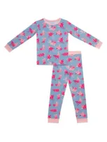 Coco Moon Babies'  Tiare Breeze Fitted Two-piece Pajamas In Pink