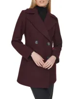 Cole Haan Women's Double Breast Wool Blend Peacoat In Wine