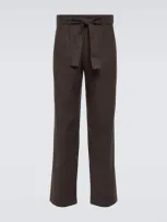 Commas Linen-blend Straight Pants In Brown