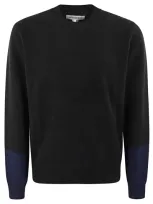 Comme Des Garçons Shirt Forever Two-tone Wool Knit Sweater In Black/navy