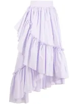 Concepto High-waisted Asymmetric Ruffled Skirt In Purple