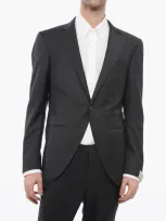 Corneliani Peak Lapel Academy Virgin Wool Blazer In Gray