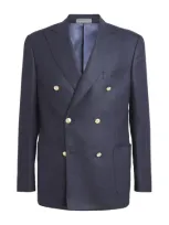 Corneliani Wool-blend Double-breasted Blazer In Navy