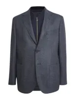 Corneliani Wool Jersey-insert Blazer In Navy