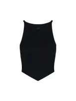 Courrèges Rib Knit Pointy Tank Top In Black