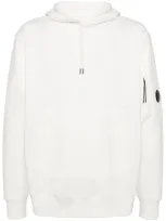 C.p. Company Diagonal Fleece Lens Hoodie In Blanco