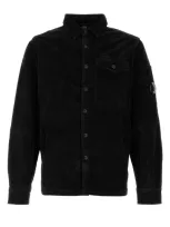 C.p. Company Lens Detailed Corduroy Shirt In Black