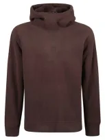 C.p. Company Bonded Polar Fleece Hooded Sweater In Brown