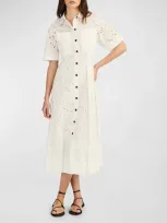 Derek Lam 10 Crosby Lincoln Eyelet Utility Dress In White