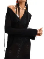 Desigual El Cairo Long Sleeve Cover-up Dress In Black