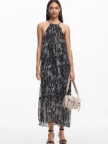 Desigual Halter Neck Dress With Floral Print. In Black